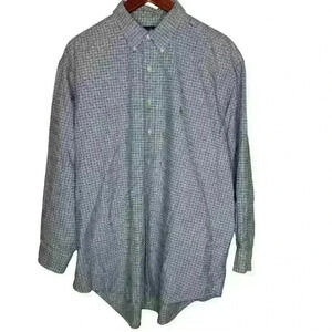 Ralph Lauren Yarmouth Long Sleeve Button down plaid blue‎ 100% Cotton shirt